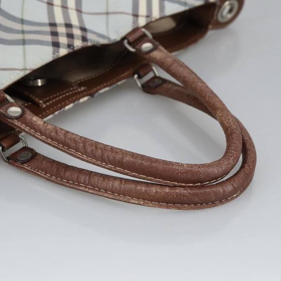BURBERRY Nova Check Hand Bag Canvas 2way Light Blue Brown Auth 102443 - Picture 7 of 16